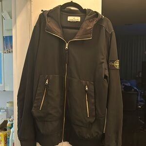 Stone Island Black E-Dye steel zipper shell Jacket